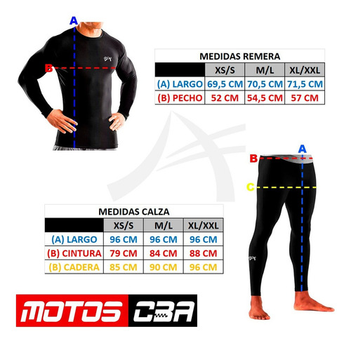Imagen 2 de 2 de Conjunto Termico Moto Primera Piel Viajes Motoscba