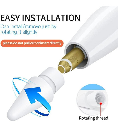 Imagen 4 de 8 de Kit 4 Puntas De Repuesto Apple Pencil 1a Y 2da Generación