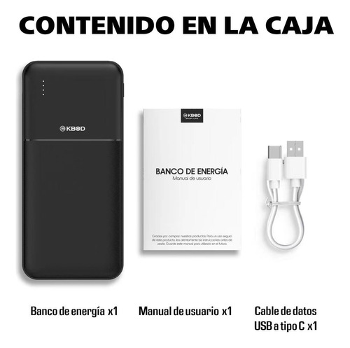 Batería Externa Power Bank 20.000mah Kbod Md-12410 Colores