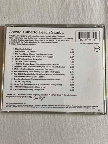 Astrud Gilberto / Beach Samba Cd Reissue 1993 Impecable (Usado)