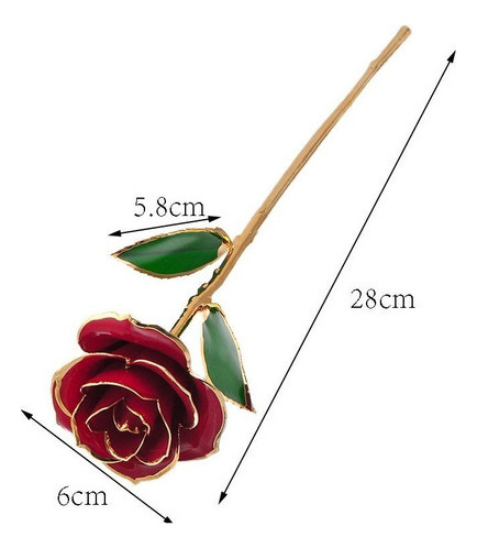 12 Largo Tallo Sumergido 24 K Hoja De Oro Acabado Real Rose