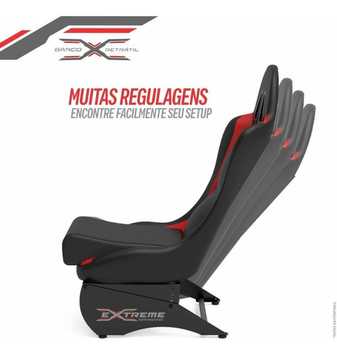 Banco Extreme Suporte Para Volante Cockpit Simulador Cor Vermelho