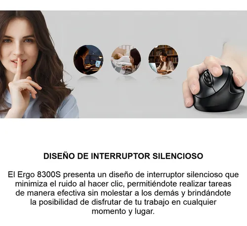 Mouse Genius Ergo 8300s Wireless Vertical Ergonomico Negro