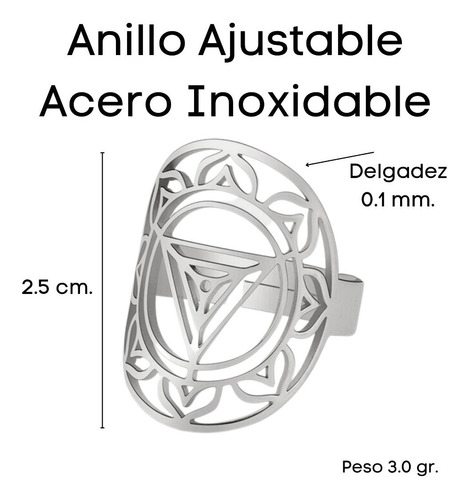 Imagen 3 de 8 de Anillo Meditacion Para Hombres Yoga Kali Yantra Ajustable