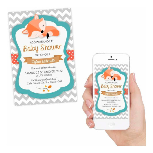 Invitación Digital Baby Shower Animales Zorrito