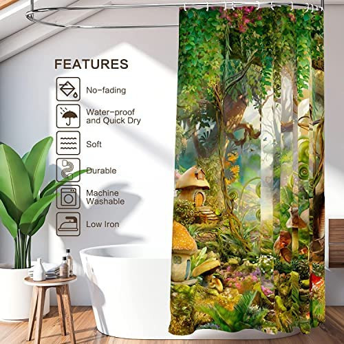 T Cortina De Ducha Leowefowa Fantasy Mush Enchanted Forest