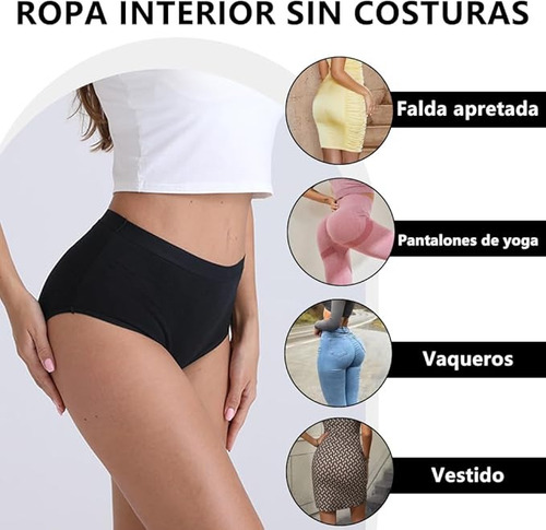 Y 6 Pcs Calzoncillos De Algodón De Talla Grande Para Mujer
