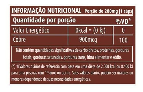 Suplemento De Cobre 60 Caps 280 Mg - Apisnutri