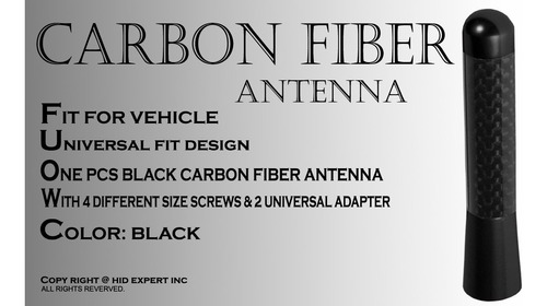 Ntena Ajuste Universal 100% Fibra Carbono Negro Corto 3 