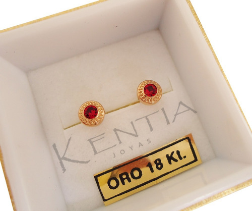 Aros Abridores Oro 18 Kt Piedra Cubic Rojo Griegos Recién Nacida Bebé Nena