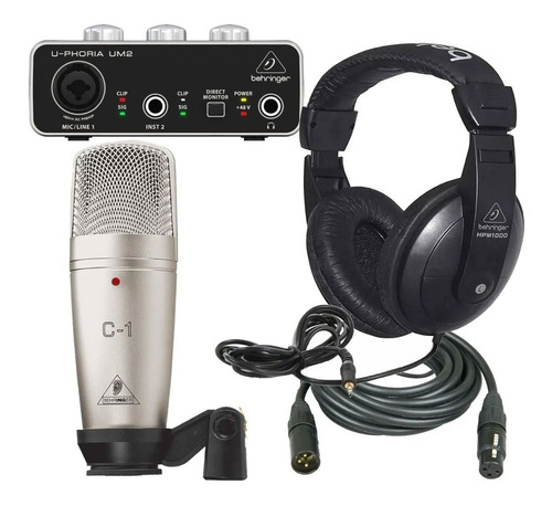 Kit Grabación Behringer Um2 Microfono C1 Auricular Hpm1000