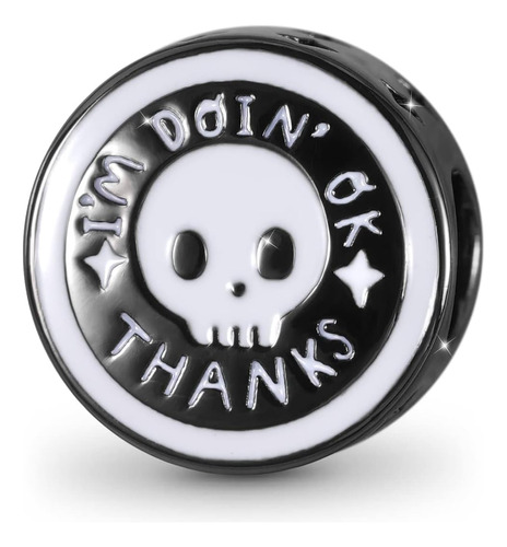 Gnoce Skull Charm Bead Plata De Ley Sad Ghost Club-skelly Ch