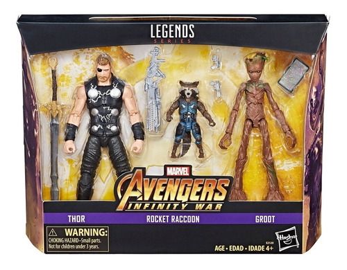 Pack 3 Avengers Infinity War Thor Raccoon Y Groot Marvel 