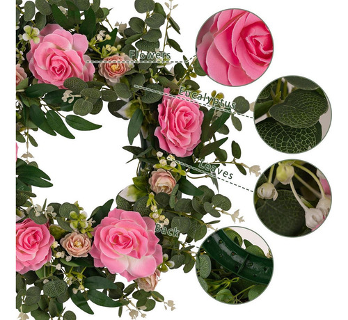 Corona De Puertas De Primavera Corona De Flores Rosa