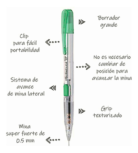 Pentel Pd105t-d Lapicero Avance Lateral Eco. Verde