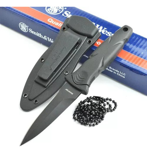 Daga Oculta Acero Collar Smith And Wesson Con Funda Clip Color Negro