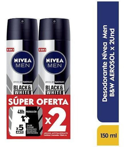 Desodorante Nivea Men Invisible Balck & White Aerosol 150 Ml