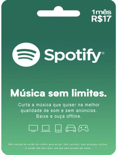 numero de cartao para spotify premium