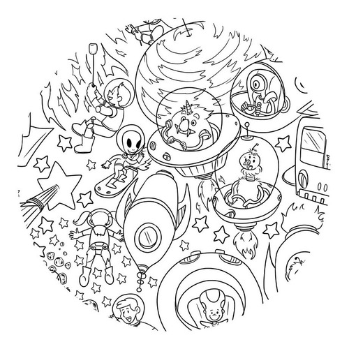 Póster Para Colorear Con Colores / Aventura En El Espacio