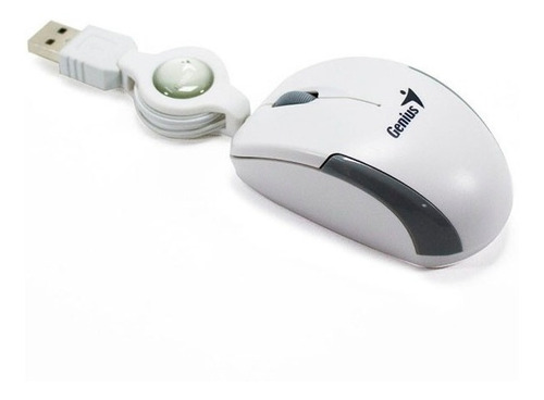 Imagen 2 de 5 de Mouse Genius Micro Traveler Retractil Blanco - Oferta