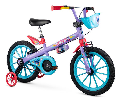 Bicicleta Infantil Aro 16 Com Rodinhas Stitch - Nathor