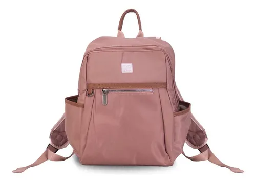 Mochila Tela Impermable Bolsillo Al Frente Dama Lincolns Color Rosa Mauve