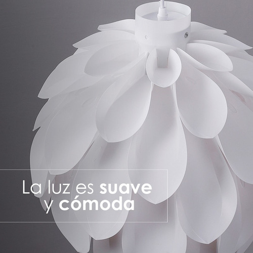 Lampara Colgante 3 Modos De Luz Flor Blanca Estilo Nordico Estructura Blanco