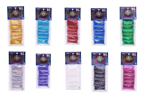 Glitter Gibre Givre Purpurina Pack X 6 Sobres Color Azul Hielo