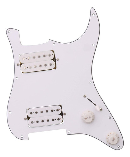 Guitarra Humbucker Hoad Pickguard Hh De 3 Capas, Blanca, Pre