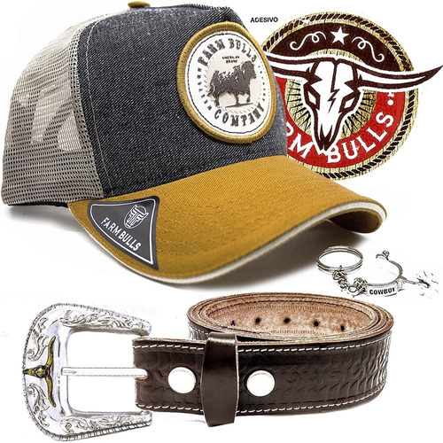 Conjunto Country Bone Farm Bulls Eua + Cinto Fivela Cowboy