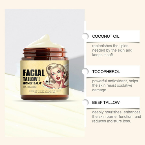 Bálsamo De Sebo De Res Batido Y Miel, Crema Facial Con