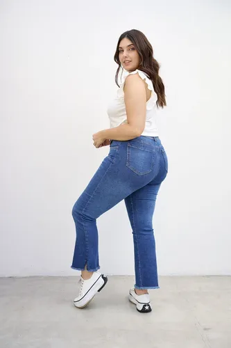 Crop Semi Oxford Corto Azul Cenitho Plus Size 46 54 C19 2f 45.760