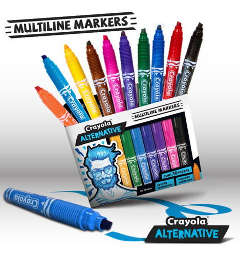 8 Plumones Multiline Alternative Crayola 3 Puntas Dibujo