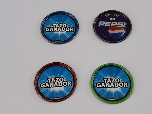 Lote De Cuatro Tazos Ganador Pepsi - Pepsico Snacks De Metal