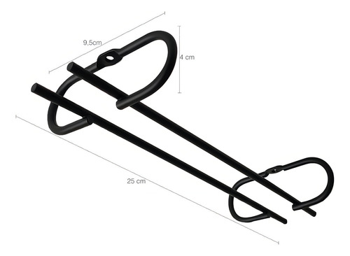 Kit 2 Porta Taças Reto De Teto Suspenso Preto Fosco 25cm