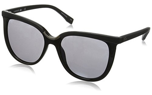 Lentes De Sol Ovalados Lacoste Para Mujer, Negro/gris, 55 Mm