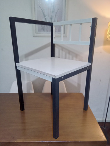 Silla De Comedor Industrial De Hierro/madera Super Reforzada . Negro Negro