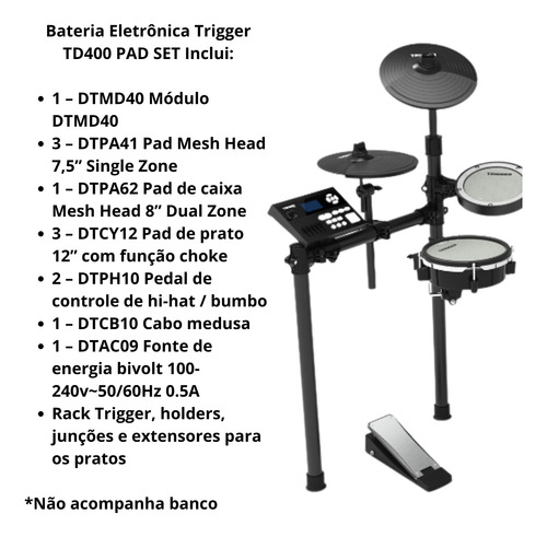 Bateria Eletrônica Trigger Td400 Com Sistema Plug And Play