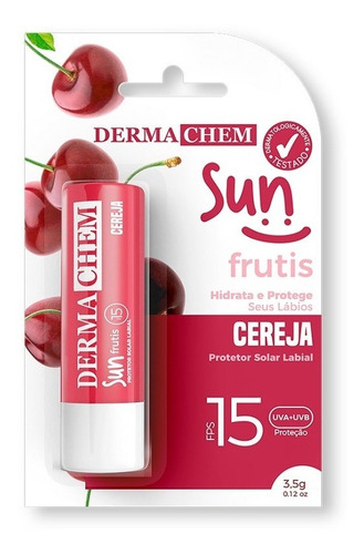 Protetor Labial Hidratante Sun Fps 15 Cereja Dermachem 