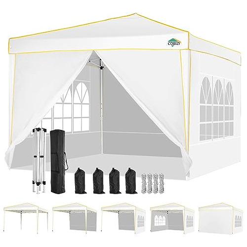 Gazebo Pop-up Portatil 3x3m 4 Muros Impermeable Blanco Gold