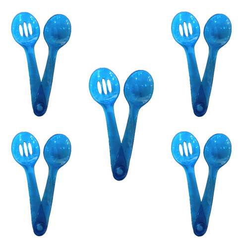 Set X5 Cuchara Acrílica Doble 25cm Ensalada Cocina Multiuso