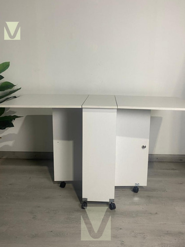 Mesa De Comedor Plegable Extendible Blanca 140x60cm