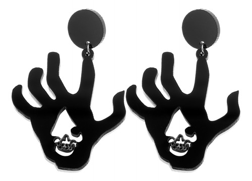 Pendientes Góticos De Halloween Punk Skull Hand Para Mujer