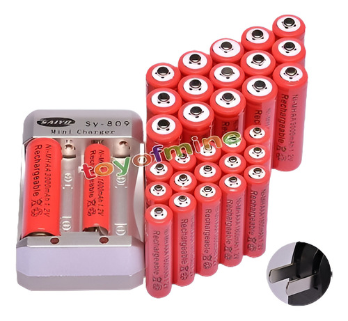 16pcs Aa 3000mah + 16pcs Aaa 1800mah Ni-mh Recargable Baterí