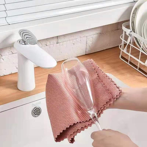 10 Paños Para Limpiar Vidrio Con Diseño Escamas De Pescado