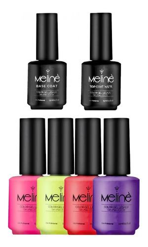  Meline Semipermanente Base Coat + Top Coat Matte + Color