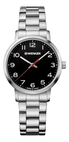 Wenger Reloj Avenue, Negro, 35 Mm Color de la correa Plateado Color del bisel Plateado Color del fondo Negro