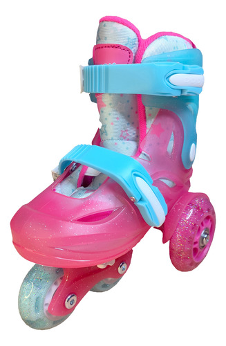 Patines Ajustable Rosa Led Entrenador Kit Completo 17 - 19 Mx 8 Cm Rosa Chicle