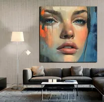 Comprar Cuadro Lienzo Pintado A Mano Rostro 100x100  Oleo Grande