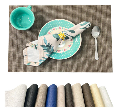 Kit Jogo Americano Marrom 6 Lugares Retangular 44x29 Cm